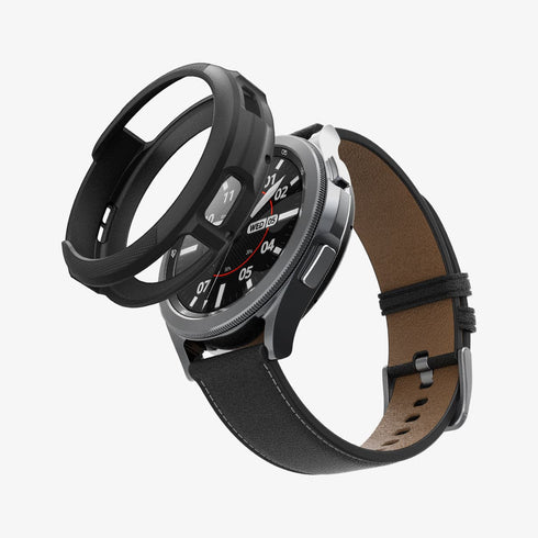 ACS06394 - Galaxy Watch 6 Classic (47mm) Case Liquid Air in matte black showing the front